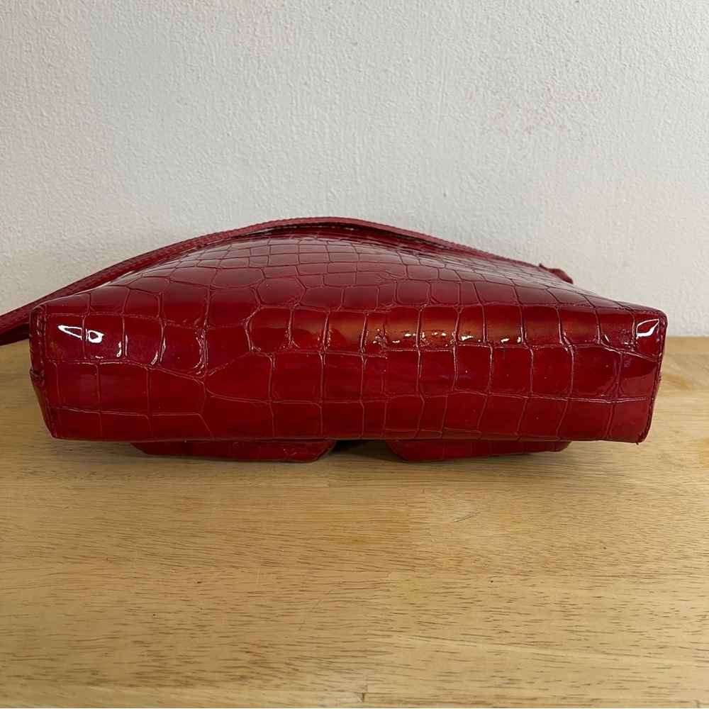 Brighton Red Faux Leather Crocodile Handbag Crossbody - Picture 10 of 14